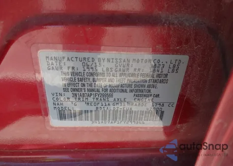 2015 Nissan Sentra Sv from USA, damaged, VIN 3N1AB7AP1FY299566